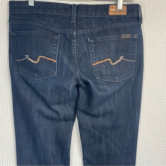 7 For All Mankind TALL Jeans Dark Wash Denim Straight Leg USA Made Women’s Sz 28 - Picture 13 of 15